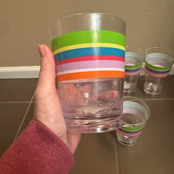 ♥️ACRYLIC Poolside 6 Tumblers Glasses Picnic Unbreakable Striped Color Summer - Picture 9 of 10